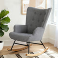 Artiss Rocking Armchair Nursing Chair Linen Fabric Grey UPHO-B-ROCK02-LIN-GY