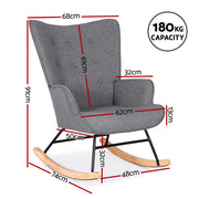 Artiss Rocking Armchair Nursing Chair Linen Fabric Grey UPHO-B-ROCK02-LIN-GY