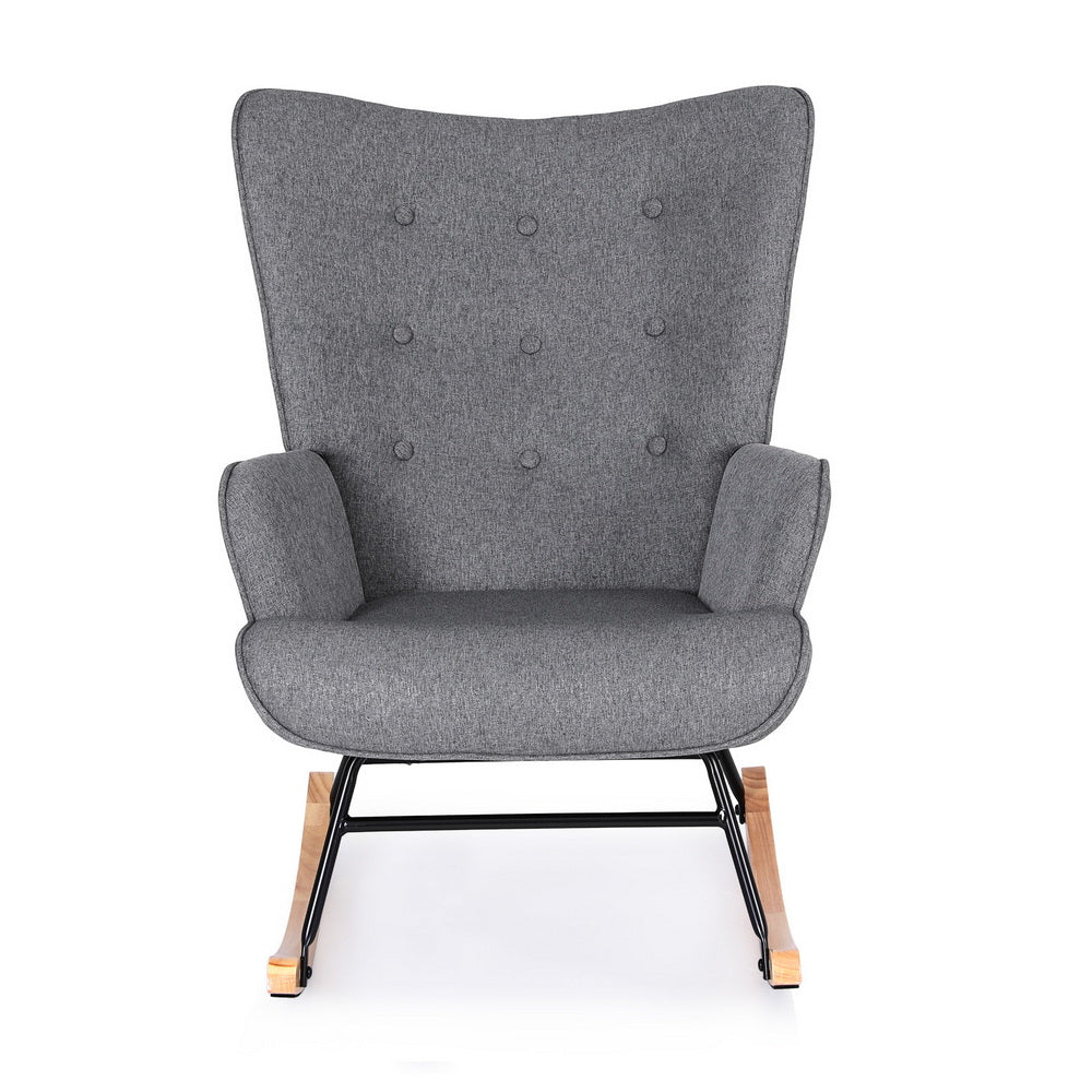 Artiss Rocking Armchair Nursing Chair Linen Fabric Grey UPHO-B-ROCK02-LIN-GY