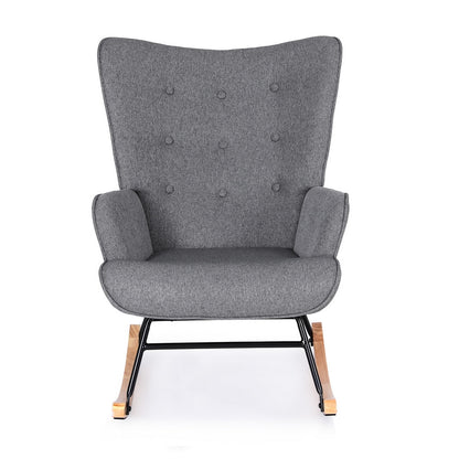 Artiss Rocking Armchair Nursing Chair Linen Fabric Grey UPHO-B-ROCK02-LIN-GY