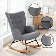 Artiss Rocking Armchair Nursing Chair Linen Fabric Grey UPHO-B-ROCK02-LIN-GY