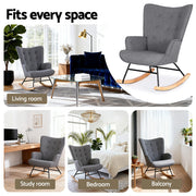 Artiss Rocking Armchair Nursing Chair Linen Fabric Grey UPHO-B-ROCK02-LIN-GY