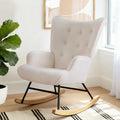 Artiss Rocking Armchair Nursing Chair Boucle Fabric White UPHO-B-ROCK02-LIN-WH