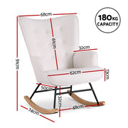 Artiss Rocking Armchair Nursing Chair Boucle Fabric White UPHO-B-ROCK02-LIN-WH
