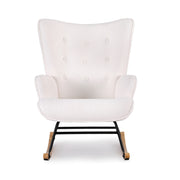 Artiss Rocking Armchair Nursing Chair Boucle Fabric White UPHO-B-ROCK02-LIN-WH
