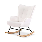 Artiss Rocking Armchair Nursing Chair Boucle Fabric White UPHO-B-ROCK02-LIN-WH