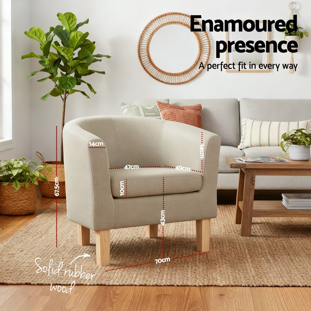 Artiss Armchair Tub Chair Beige Abby