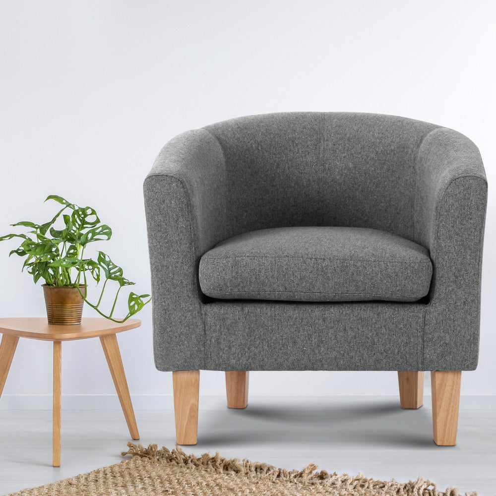 Artiss Armchair Tub Chair Grey Abby UPHO-B-TUB02-GY