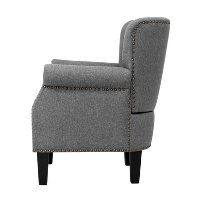 Artiss Armchair Accent Chair Retro Armchairs Lounge Accent Chair Single Sofa Linen Fabric Seat Grey UPHO-C-8083-GY