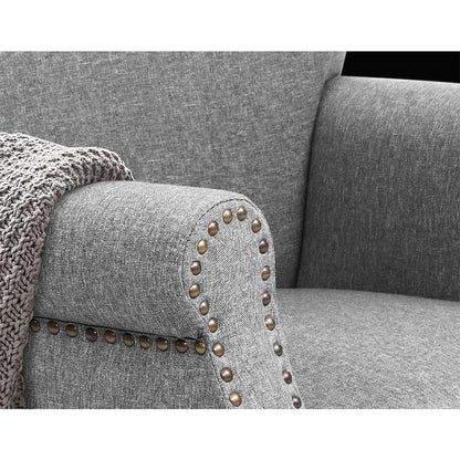 Artiss Armchair Accent Chair Retro Armchairs Lounge Accent Chair Single Sofa Linen Fabric Seat Grey UPHO-C-8083-GY
