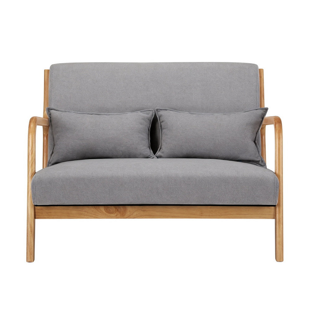 Artiss Armchair 2-seater Loveseat Fabric Grey UPHO-C-ARM-01-2S-GY