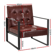 Artiss Armchair Lounge Chair Accent Chairs PU Leather Sofa Brown Metal Frame UPHO-C-ARM-01-PU-BR