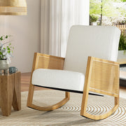 Artiss Armchair Rocking Chair Boucle Rattan White UPHO-C-ARM-01-TED-WH