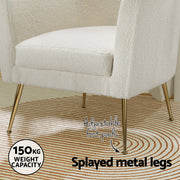 Artiss Armchair Boucle Fabric White Yoli UPHO-C-ARM-02-TED-WH