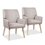Artiss 2X Armchair Faux Fabric Beige UPHO-C-ARM-5098-BGX2