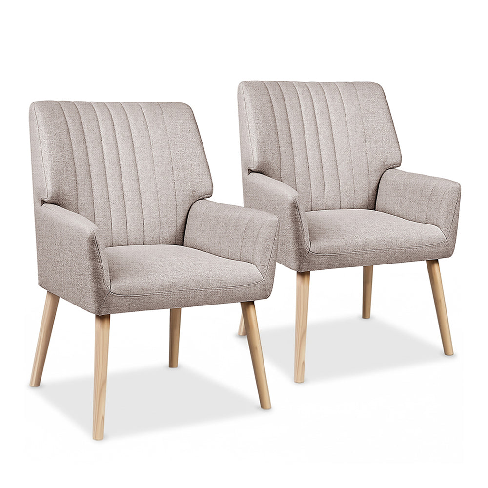 Artiss 2X Armchair Faux Fabric Beige UPHO-C-ARM-5098-BGX2
