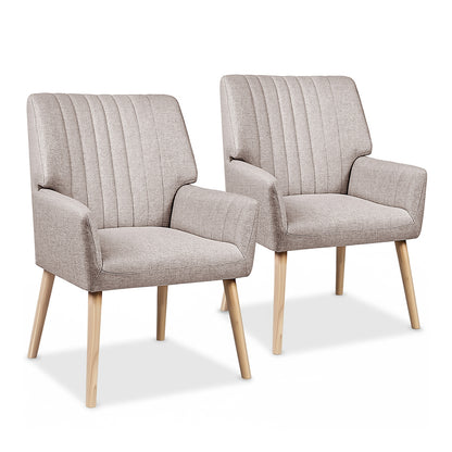 Artiss 2X Armchair Faux Fabric Beige UPHO-C-ARM-5098-BGX2