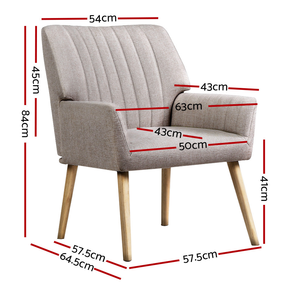 Artiss 2X Armchair Faux Fabric Beige UPHO-C-ARM-5098-BGX2