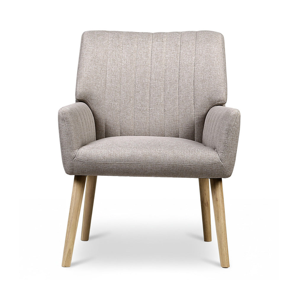 Artiss 2X Armchair Faux Fabric Beige UPHO-C-ARM-5098-BGX2