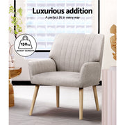 Artiss 2X Armchair Faux Fabric Beige UPHO-C-ARM-5098-BGX2
