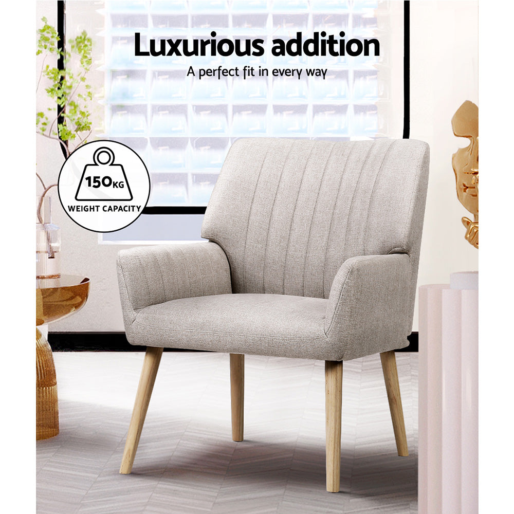 Artiss 2X Armchair Faux Fabric Beige UPHO-C-ARM-5098-BGX2