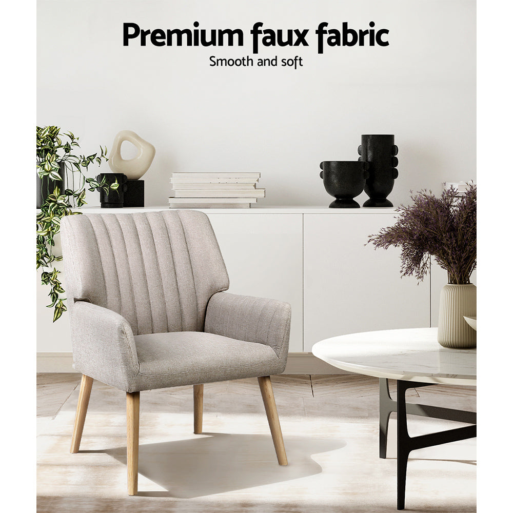 Artiss 2X Armchair Faux Fabric Beige UPHO-C-ARM-5098-BGX2