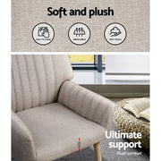 Artiss 2X Armchair Faux Fabric Beige UPHO-C-ARM-5098-BGX2