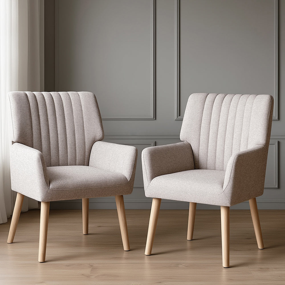 Artiss 2X Armchair Faux Fabric Beige UPHO-C-ARM-5098-BGX2