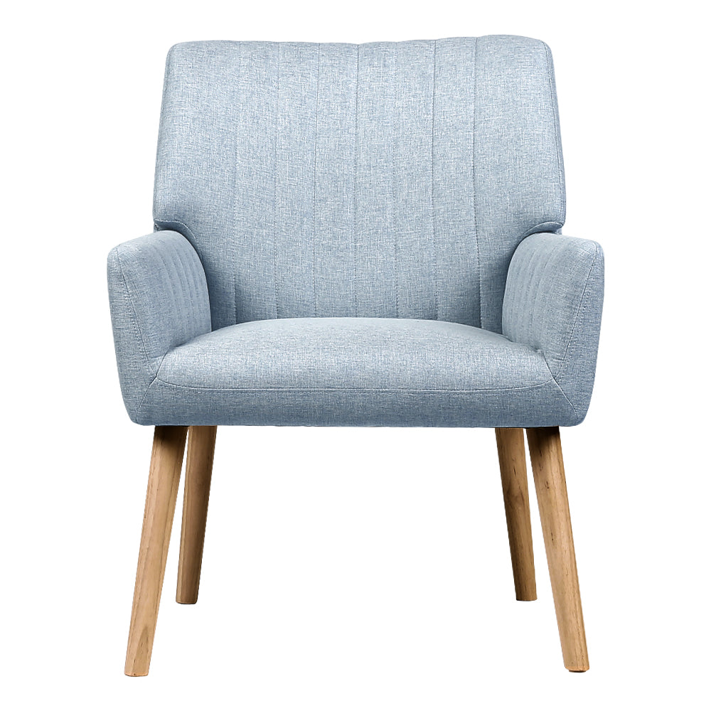 Artiss Armchair Fabric Blue Grey Sebastini UPHO-C-ARM-5098-GY