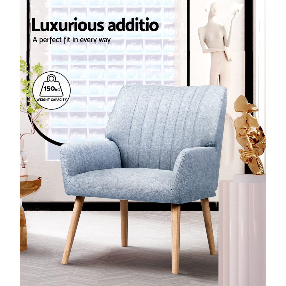 Artiss Armchair Fabric Blue Grey Sebastini UPHO-C-ARM-5098-GY
