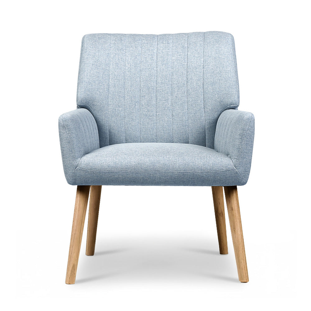 Artiss 2X Armchair Fabric Blue Grey UPHO-C-ARM-5098-GYX2