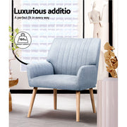 Artiss 2X Armchair Fabric Blue Grey UPHO-C-ARM-5098-GYX2