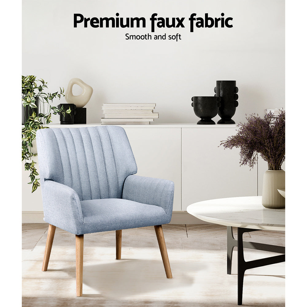 Artiss 2X Armchair Fabric Blue Grey UPHO-C-ARM-5098-GYX2