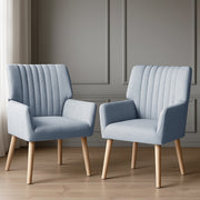 Artiss 2X Armchair Fabric Blue Grey UPHO-C-ARM-5098-GYX2
