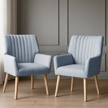 Artiss 2X Armchair Fabric Blue Grey UPHO-C-ARM-5098-GYX2