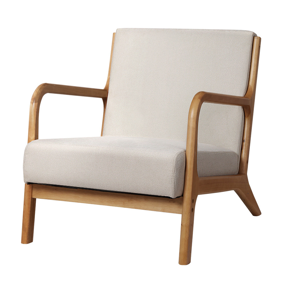 Artiss Armchair Fabric Beige Olive UPHO-C-ARM-5099-BG