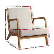 Artiss 2X Armchair Faux Fabric Beige UPHO-C-ARM-5099-BGX2