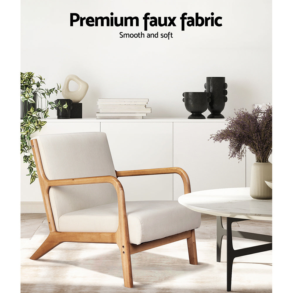 Artiss 2X Armchair Faux Fabric Beige UPHO-C-ARM-5099-BGX2