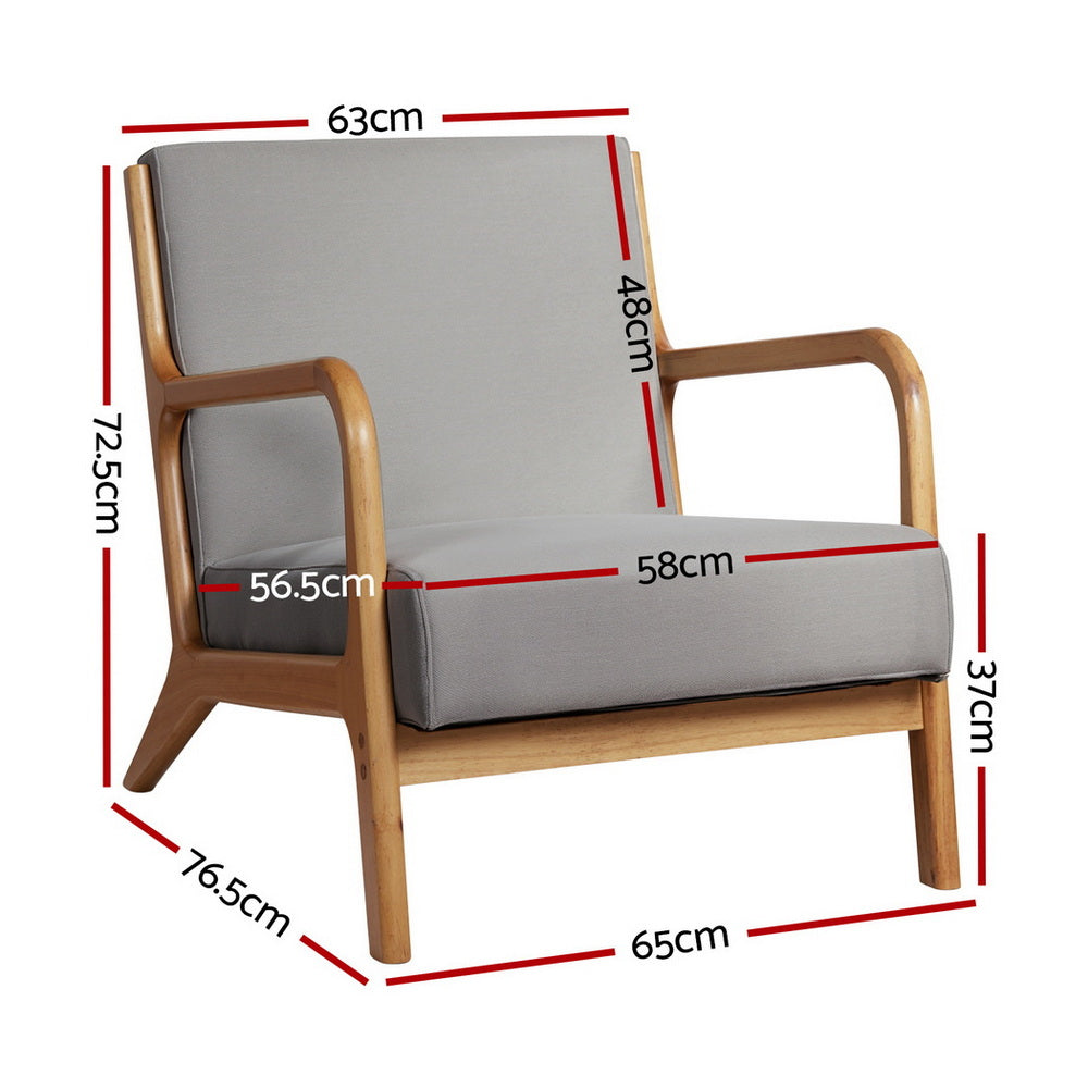 Artiss Armchair Fabric Light Grey UPHO-C-ARM-5099-GR