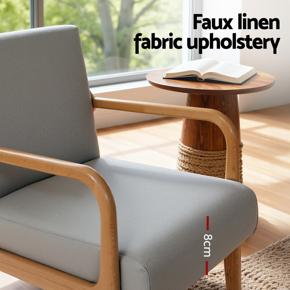 Artiss Armchair Fabric Light Grey UPHO-C-ARM-5099-GR