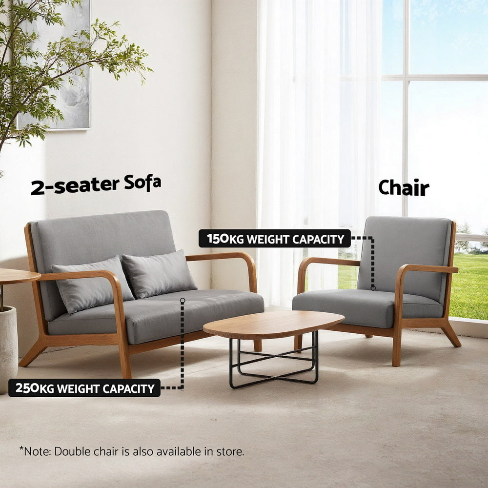 Artiss Armchair Fabric Light Grey UPHO-C-ARM-5099-GR