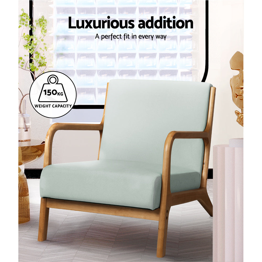 Artiss Armchair Fabric Grey Olive UPHO-C-ARM-5099-GY