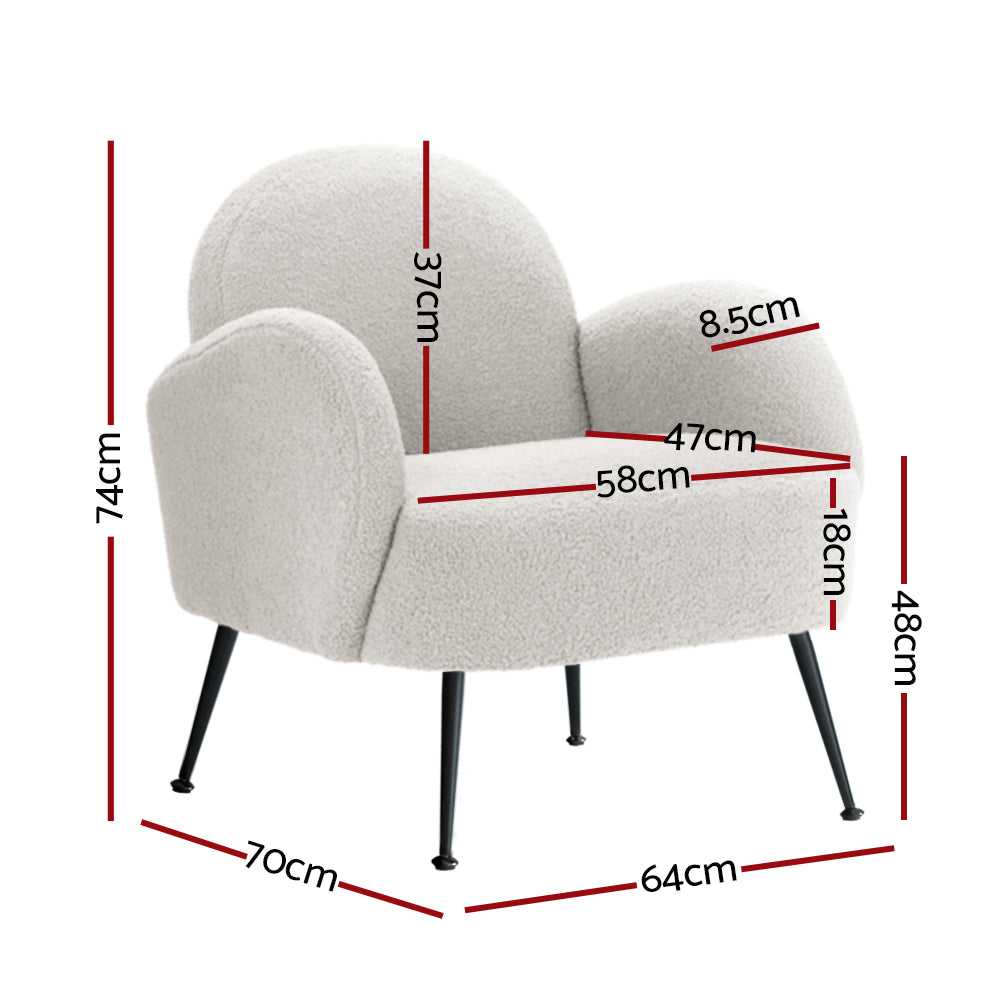 Artiss Armchair Boucle White Hanes UPHO-C-ARM-5101-WH