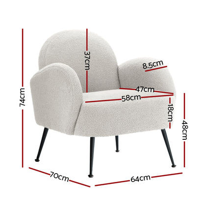 Artiss Armchair Boucle White Hanes UPHO-C-ARM-5101-WH