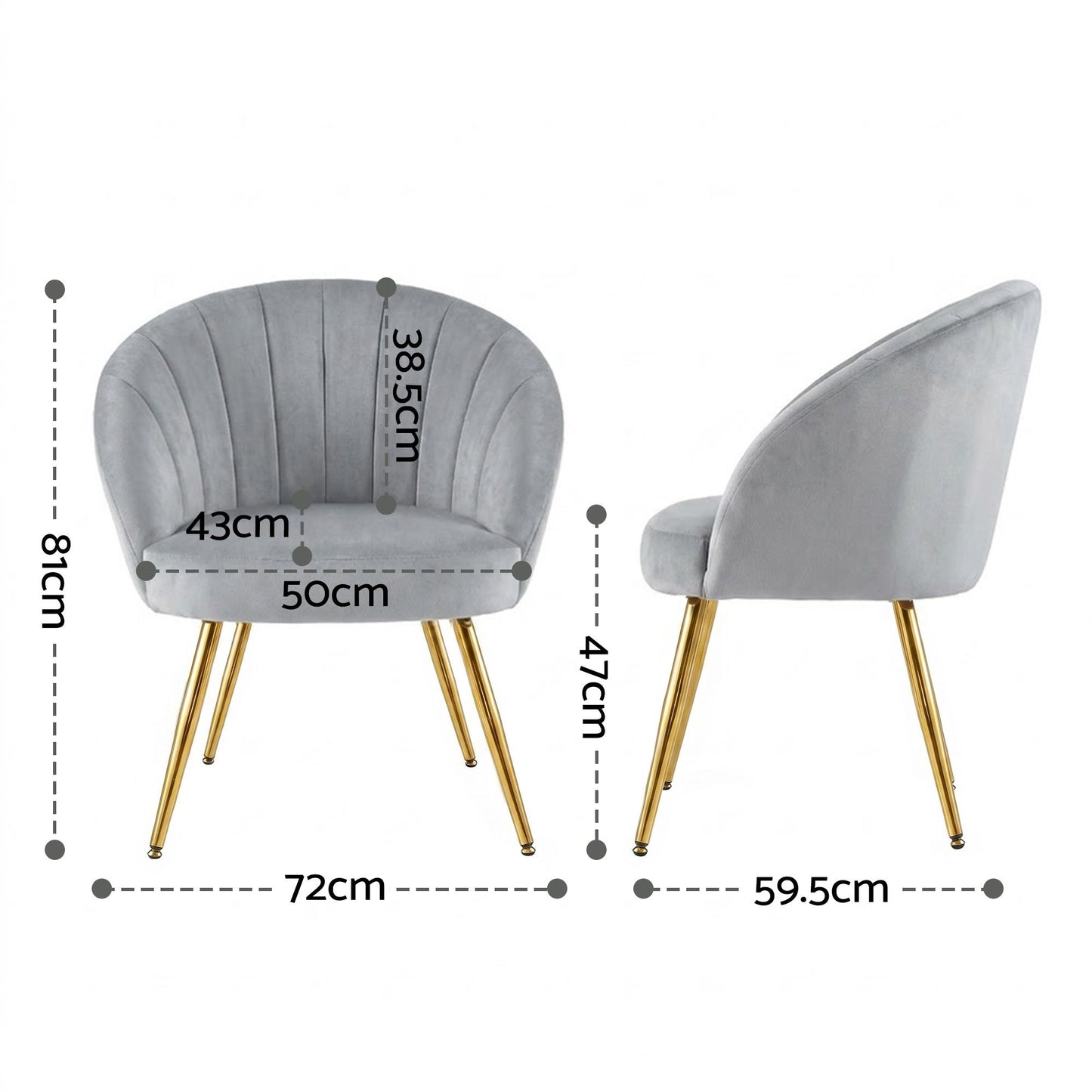 Artiss Armchair Velvet Grey Eloise UPHO-C-ARM-5107-GY