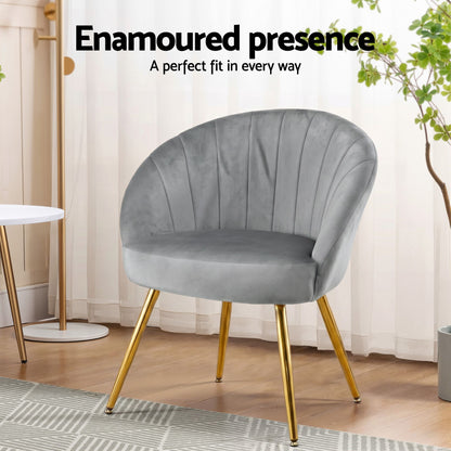 Artiss Armchair Velvet Grey Eloise UPHO-C-ARM-5107-GY