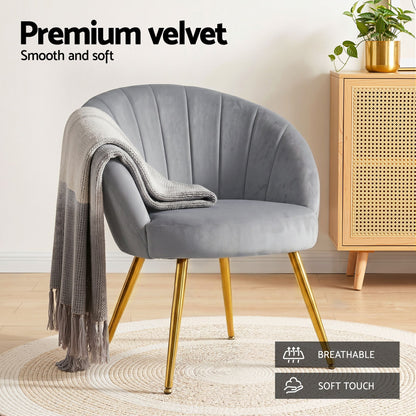 Artiss Armchair Velvet Grey Eloise UPHO-C-ARM-5107-GY