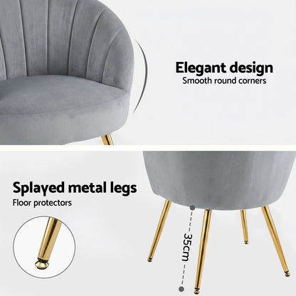 Artiss Armchair Velvet Grey Eloise UPHO-C-ARM-5107-GY