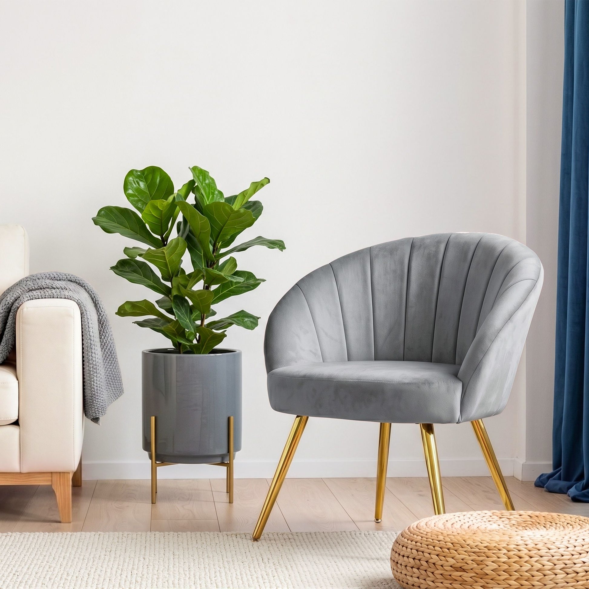 Artiss Armchair Velvet Grey Eloise UPHO-C-ARM-5107-GY