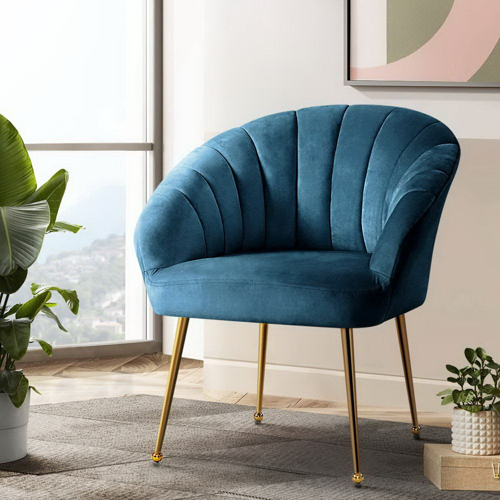 Artiss Armchair Velvet Blue Eloise UPHO-C-ARM-5107-NA